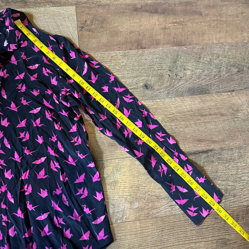 Women's catherinegee Black Pink Origami Crane Button Down Shirt S - Picture 6 of 10